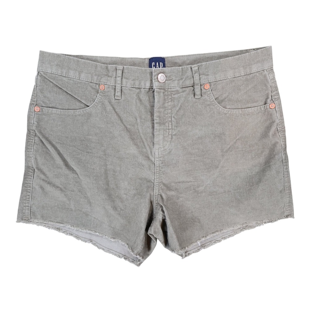 Gap‎ Corduroy Shorts Women 12 Gray Cotton Blend Raw Hem Casual Mid Rise